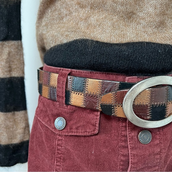Fossil Vintage Y2K Patchwork Genuine Leather Boho Hippie Belt 🤎✨ - Picture 13 of 14